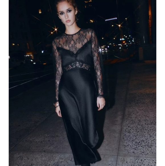 Zara Long Combination Lace Dress - Picture 5 of 8